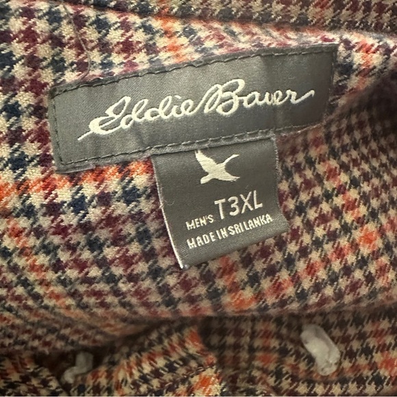 Eddie Bauer Men's Tall 3XL Flannel Multicolor Houndstooth Checked Long Sleeve - Picture 15 of 16